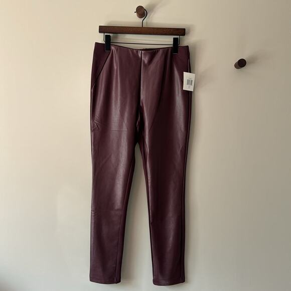 NWT ELLEN TRACY FOR SAKS VEGAN / FAUX LEATHER & PONTE LEGGING SIZE MEDIUM - Picture 1 of 7